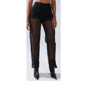 Women's AKIRA Black Mesh See-Through Pants XL